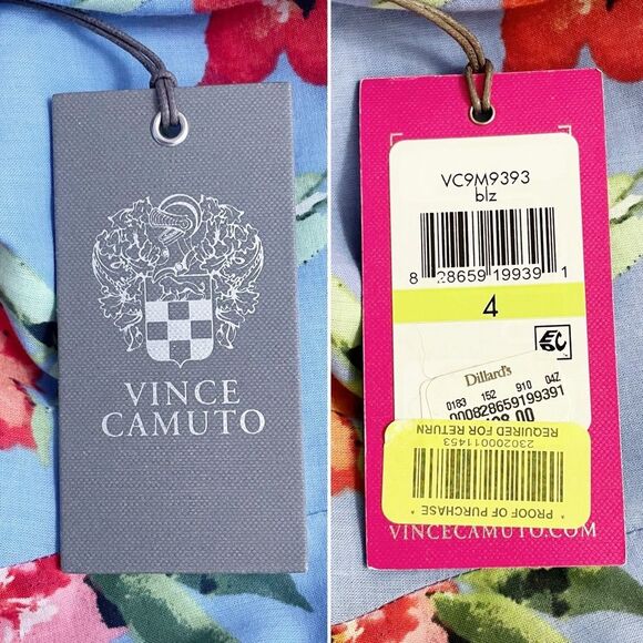 NWT Vince Camuto Button Front Floral Sundress Cornflower Blue Pink Size 4 NEW - Picture 8 of 10